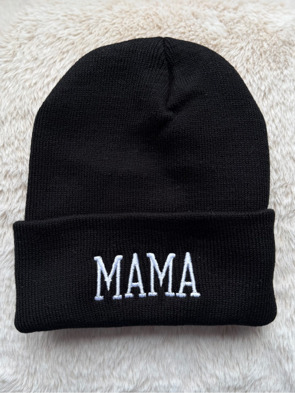 Mama Embroidered Knit Beanie